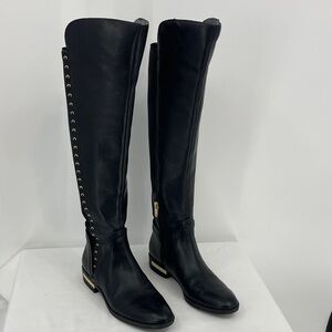 VINCE CAMUTO PARDONAL Black Over the Knee Boots with Gold Accents WOMENS SIZE 9M